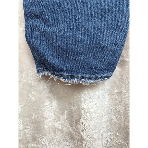 Good American Womens High Rise Straight Leg Blue Jeans Raw Hem Size 18 GCB235T - Picture 7 of 14